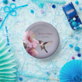 Kolibrie en Hibiscus | Paarse bruiloft Papieren Kommen (Feest)