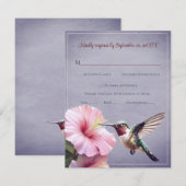 Kolibrie en Hibiscus | Paarse bruiloft RSVP (Voorkant / Achterkant)