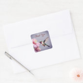 Kolibrie en Hibiscus | Paarse dank u Vierkante Sticker (Envelop)