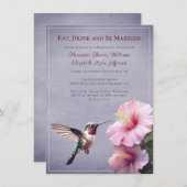 Kolibrie en Hibiscus | Paarse repetitie Kaart (Voorkant / Achterkant)