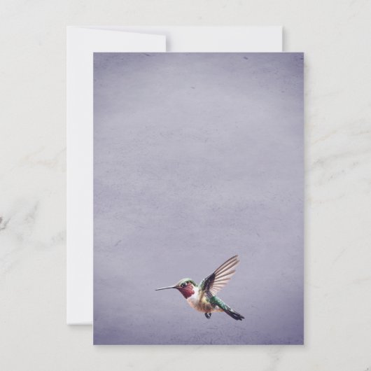 Kolibrie en Hibiscus | Paarse repetitie Kaart (Achterkant)