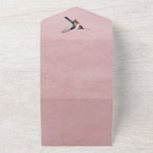 Kolibrie en Hibiscus | Roze bruiloft All In One Uitnodiging (Buitenkant)