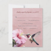 Kolibrie en Hibiscus | Roze bruiloft RSVP (Voorkant)