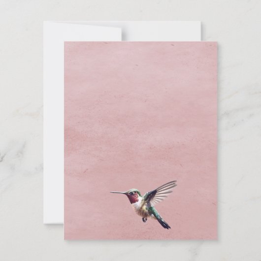 Kolibrie en Hibiscus | Roze bruiloft RSVP (Achterkant)