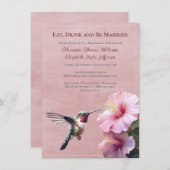 Kolibrie en Hibiscus | Roze repetitiediner Kaart (Voorkant / Achterkant)