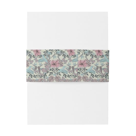 Kolibrie en Hibiscus - verticale buikband Uitnodigingen Wikkel (Achterkant Voorbeeld)