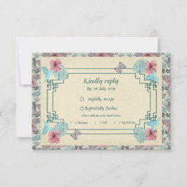 Kolibrie en Hibiscus - Wedding RSVP kaart