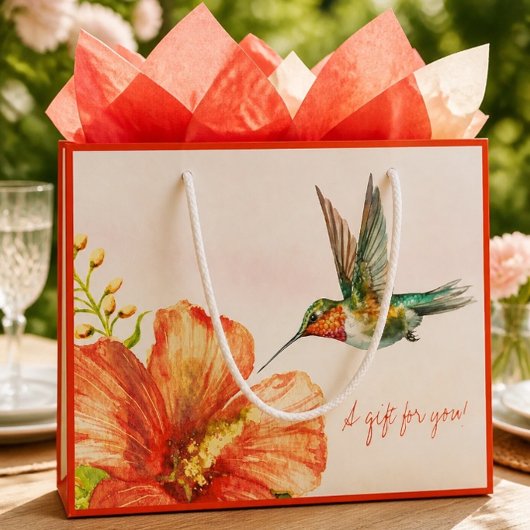 Kolibrie en hibiscusbloem groot cadeauzakje
