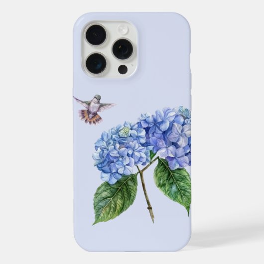 Kolibrie en Hortensia iPhone Hoesje (Achterkant)