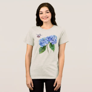 Kolibrie en hortensia Tri-Blend shirt