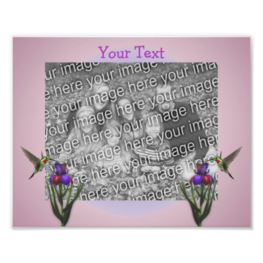 Kolibrie en iris bloem Creëer uw eigen Foto Afdruk (Voorkant)