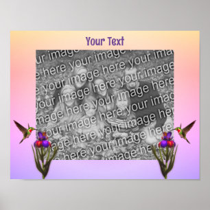 Kolibrie en iris bloem Creëer uw eigen Poster