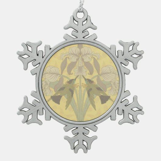 Kolibrie en Iris Tin Sneeuwvlok Ornament (Voorkant)
