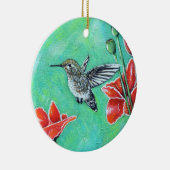 Kolibrie en klaprozen Schilderij Keramisch Ornament (Rechts)