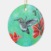 Kolibrie en klaprozen Schilderij Keramisch Ornament (Links)