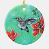 Kolibrie en klaprozen Schilderij Keramisch Ornament (Achterkant)