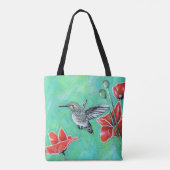 Kolibrie en klaprozen Schilderij Tote Bag (Achterkant)