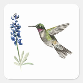 Kolibrie en Lupine Vierkante Sticker