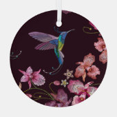Kolibrie en orchidee, tropische naadloze mode. glas ornament (Achterkant)