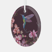 Kolibrie en orchidee, tropische naadloze mode. glas ornament (Voorkant links)