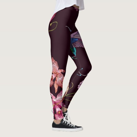 Kolibrie en orchidee, tropische naadloze mode. leggings (Rechts)