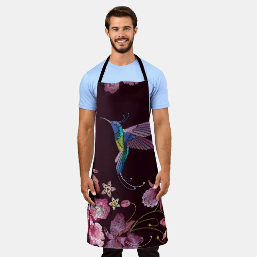 Kolibrie en orchidee, tropische naadloze mode. schort (Gedragen)