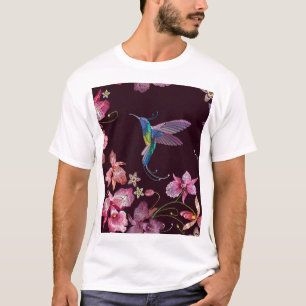Kolibrie en orchidee, tropische naadloze mode. t-shirt
