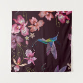 Kolibrie en orchidee, tropische naadloze mode. wandkleed (Voorkant (horizontaal))