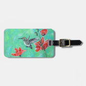Kolibrie en papavers schilderij bagagelabel (Voorkant horizontaal)