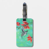 Kolibrie en papavers schilderij bagagelabel (Achterkant verticaal)