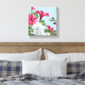 Kolibrie en Petunia Bloemen Canvas Afdruk (Insitu (Slaapkamer))