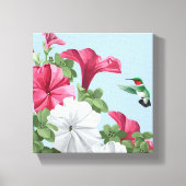 Kolibrie en Petunia Bloemen Canvas Afdruk (Voorkant)