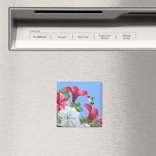 Kolibrie en Petunia Bloemen Magneet (Insitu (Vaatwasser))