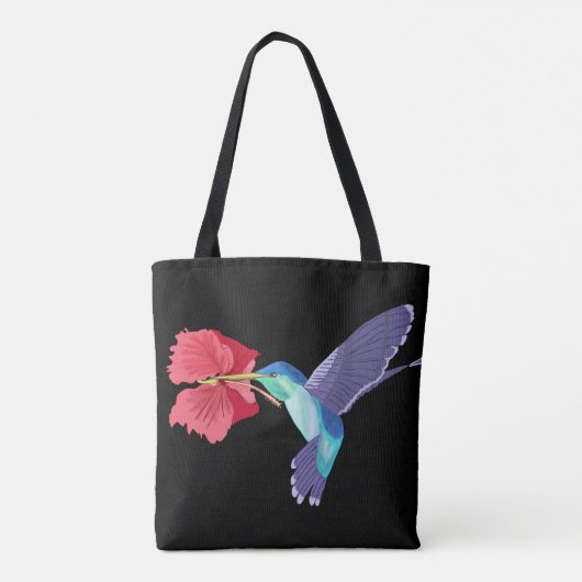 Kolibrie en rode Hibiscus Kleurrijk Tote Bag (Achterkant)