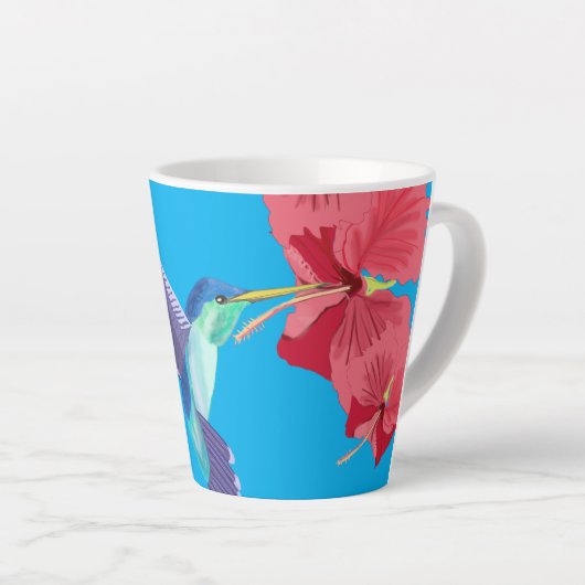 Kolibrie en rode Hibiscus Latte Mok (Rechterhoek)