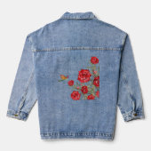 Kolibrie en rode rozen denim jacket (Achterkant)