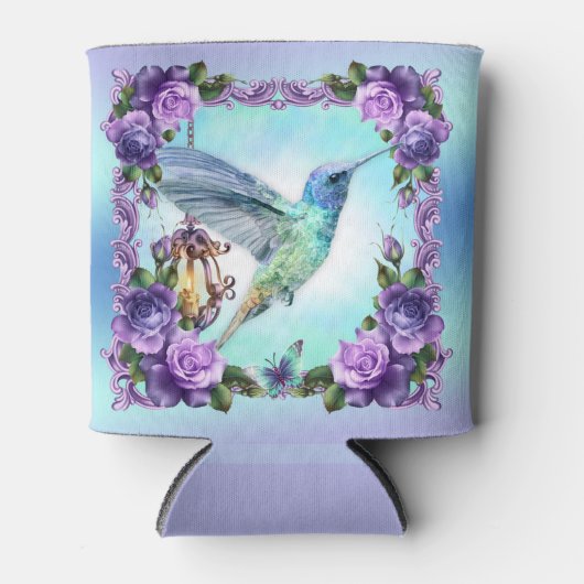 Kolibrie en roos Custom Koelbox Blikjeskoeler (Voorkant)