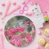 Kolibrie en roze bloemen papieren bordje (Feest)