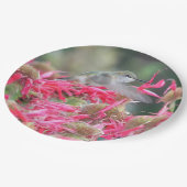 Kolibrie en roze bloemen papieren bordje (Gekanteld)