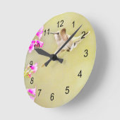 Kolibrie en roze bloemen ronde klok (Hoek)