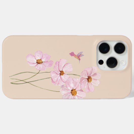 Kolibrie en roze kosmos Case-Mate iPhone case (Achterkant (horizontaal))