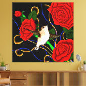 Kolibrie en Rozen Canvas Afdruk (Insitu (Woonkamer))