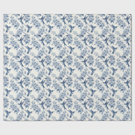 Kolibrie en takken Blauwe Toile Chinoiserie Cadeaupapier