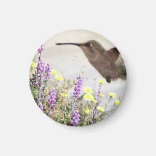 Kolibrie en Wilde Bloemen Digitale Kunst Magneet