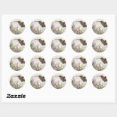 Kolibrie en wilde bloemen Digitale Kunst Ronde Sticker (Vel)