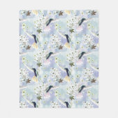 Kolibrie en witte bloemen fleece deken (Voorkant)