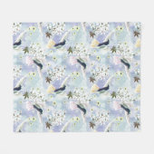 Kolibrie en witte bloemen fleece deken (Voorkant (Horizontaal))
