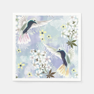 Kolibrie en witte bloemen servet
