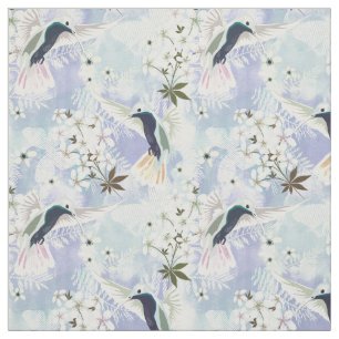 Kolibrie en witte bloemen stof