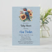 Kolibrie en Zonnebloem Blauw Baby shower Kaart (Staand voorkant)